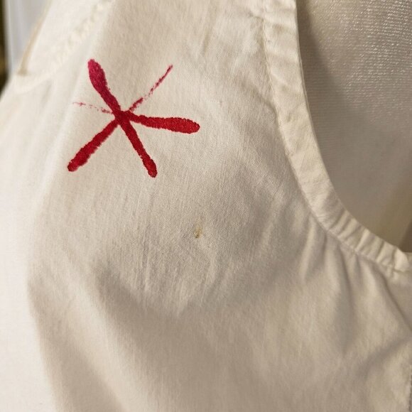 Vintage 80's Alegre Tank Top White Size Medium Hand Painted Flower Red Blue - Picture 5 of 8